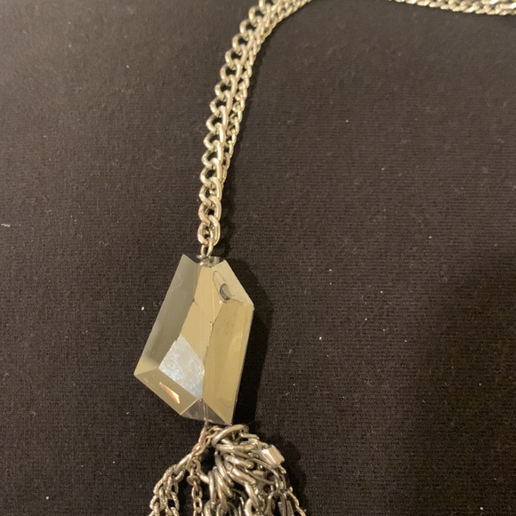 Multi Layered Silver Chain Necklace.Silver tone and black .Beautiful!!! - Picture 5 of 7